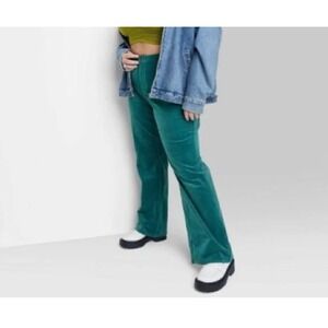 Wild Fable Women Dark Teal Blue Low-Rise Flare Corduroy Pants Size 17 NWT